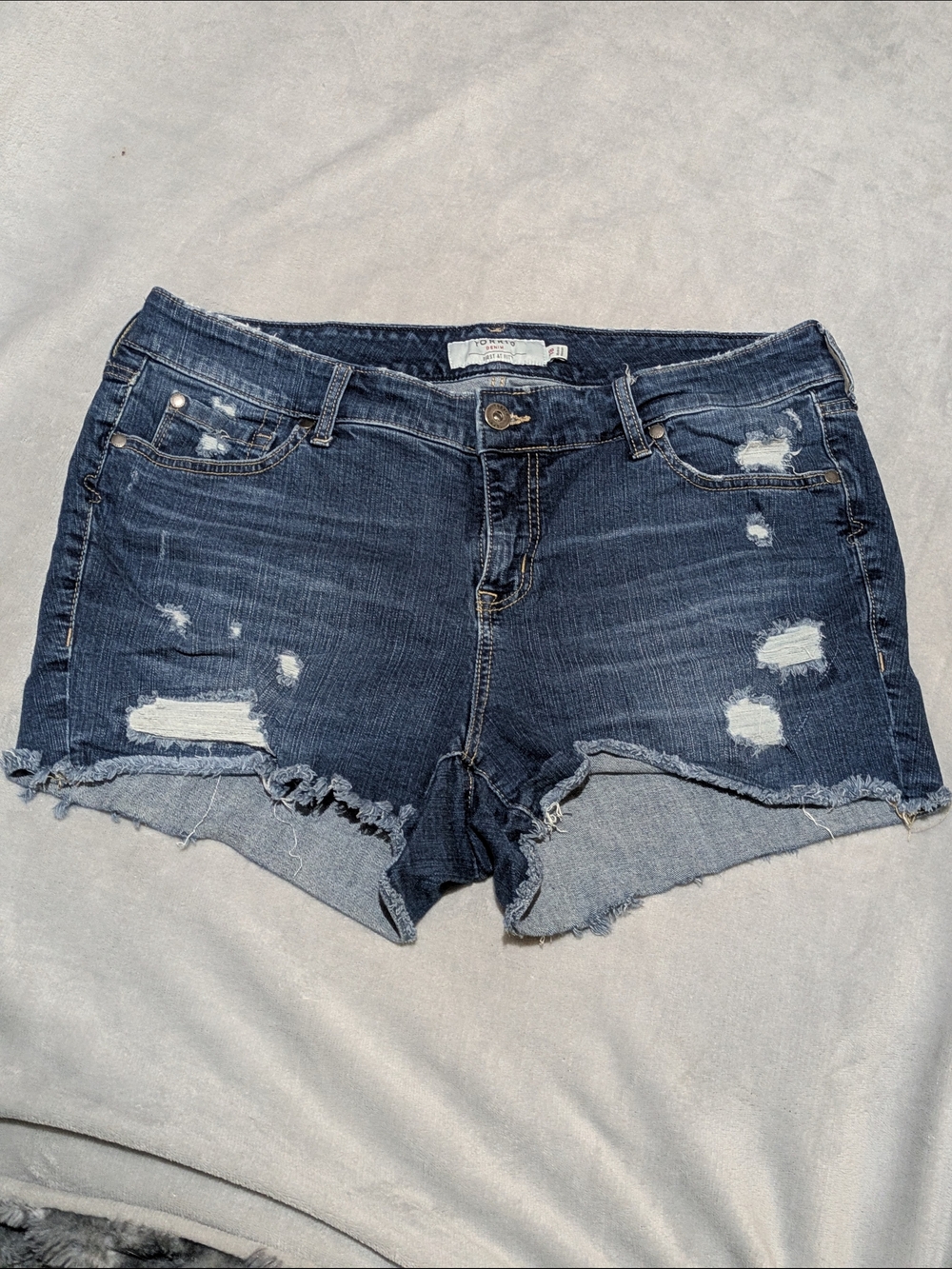 torrid Dark Blue Distressed Denim Shorts